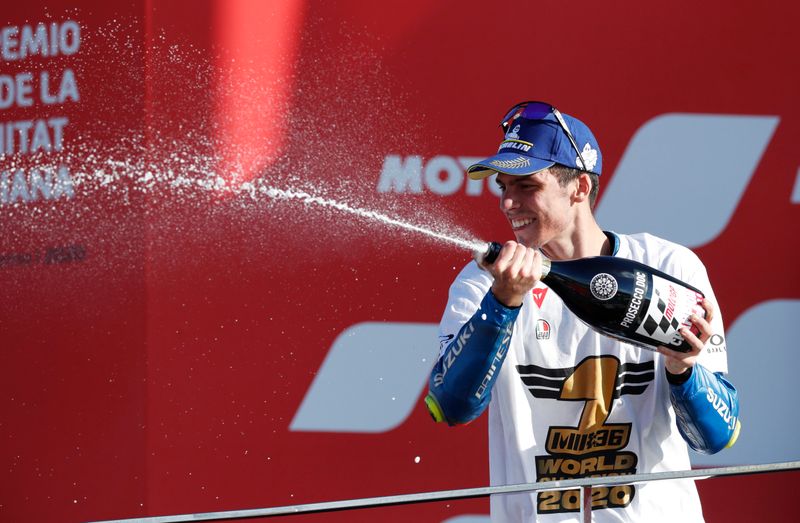 &copy; Reuters. MotoGP - Gran Premio de Valencia - Joan Mir del equipo Suzuki Ecstar celebra después de ganar el campeonato mundial