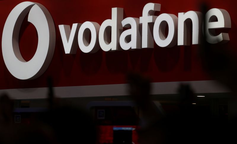 &copy; Reuters. The Vodafone logo is seen at the Mobile World Congress in Barcelona