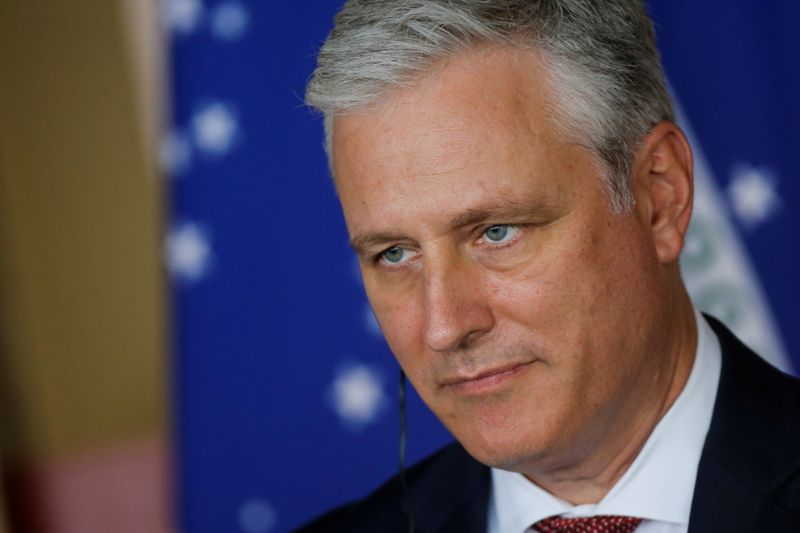 &copy; Reuters. U.S. National Security Advisor Robert O&apos;Brien looks on during a statement to the media at the Itamaraty Palace in Brasilia