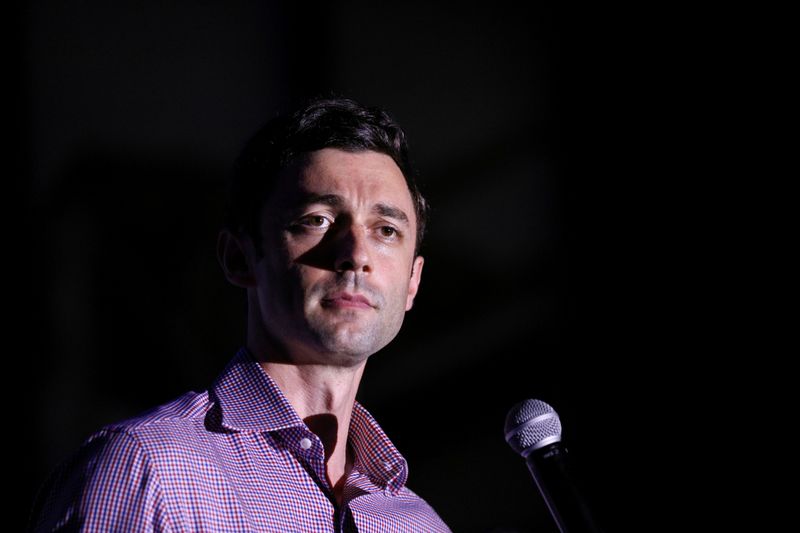 &copy; Reuters. FILE PHOTO: Democratic U.S. Senate candidate Jon Ossoff attends a campaign event at the Georgia State Railroad Museum in Savannah