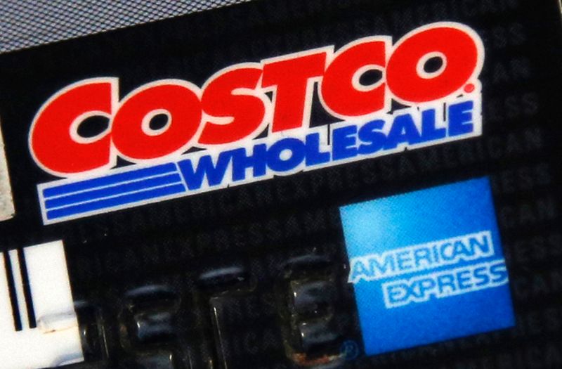 &copy; Reuters. Photo of the rear of a Costco membership card /American Express credit card