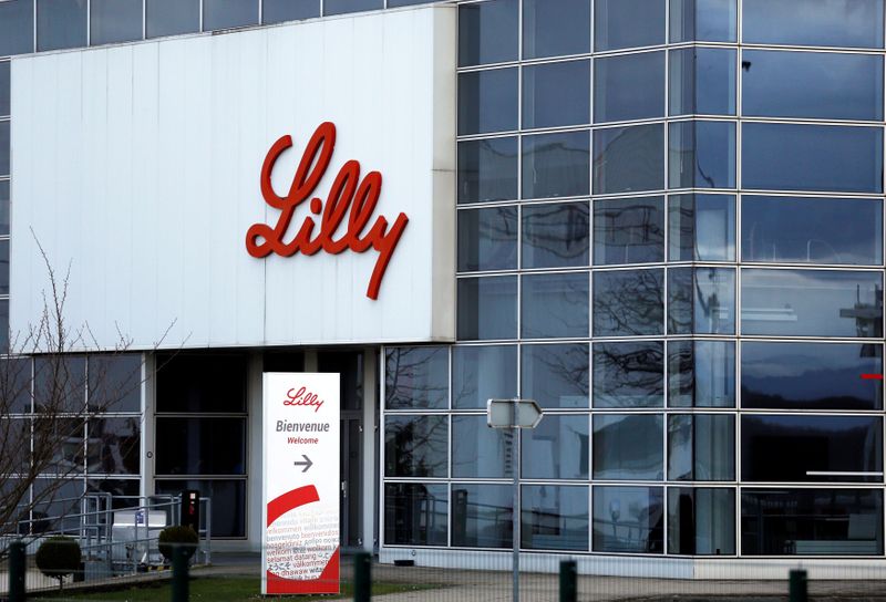 &copy; Reuters. FILE PHOTO: The logo of Lilly is seen on a wall of the Lilly France company unit, part of the Eli Lilly and Co drugmaker group, in Fegersheim near Strasbourg