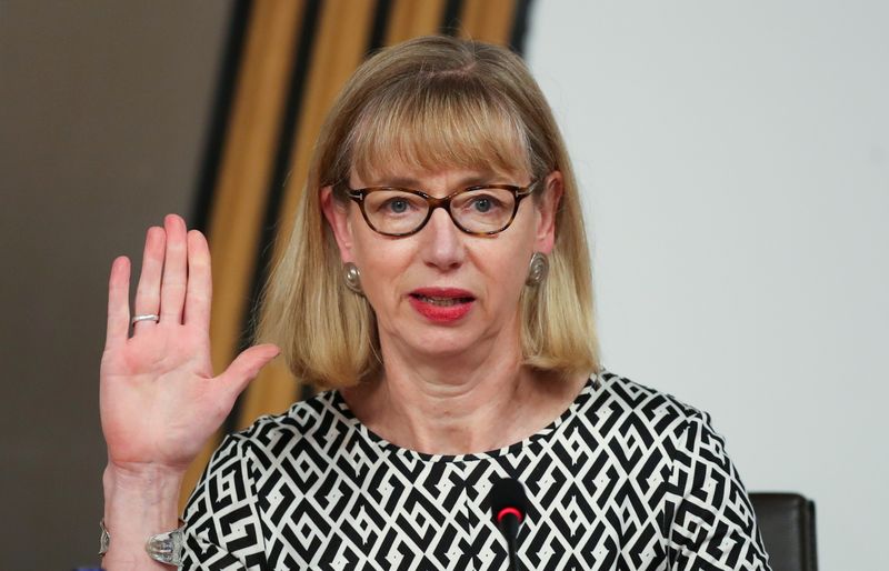 © Reuters. Permanent Secretary to the Scottish Government Evans gives evidence at the Committee on the Scottish Government Handling of Harassment Complaints, in Edinburgh