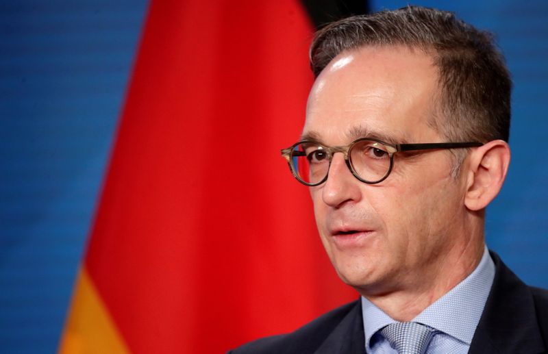 © Reuters. German Foreign Minister Heiko Maas and his Palestinian counterpart al-Maliki meet in Berlin