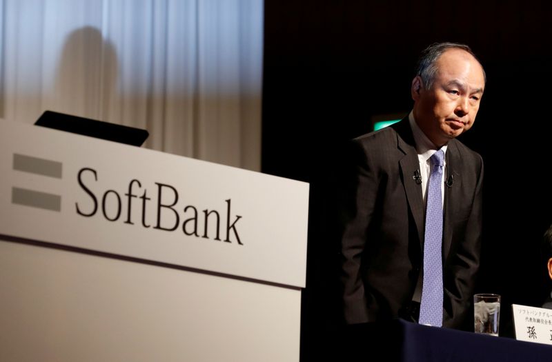 &copy; Reuters. FILE PHOTO: Japan&apos;s SoftBank Group Corp Chief Executive Masayoshi Son attends a news conference in Tokyo