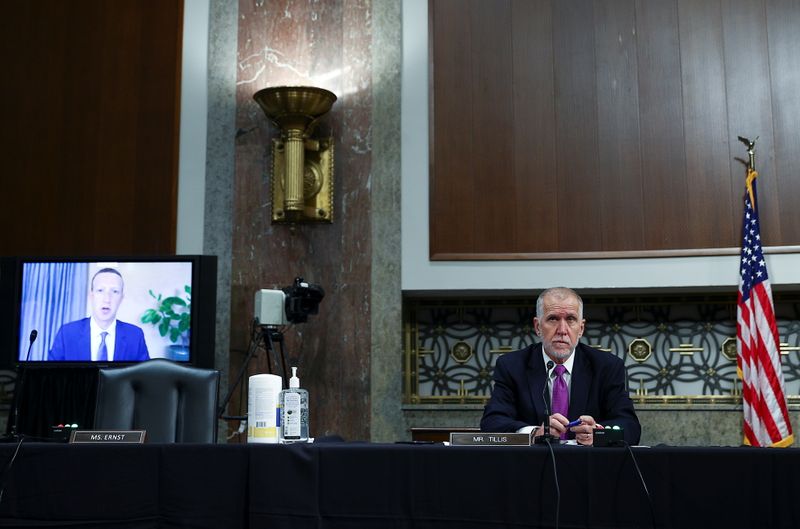 © Reuters. Senate Judiciary Committee holds hearing about Facebook and Twitter's content moderation decisions on Capitol Hill in Washington