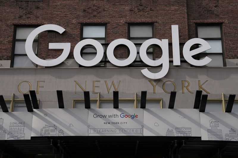 &copy; Reuters. FILE PHOTO: A Google sign is pictured on a Google building