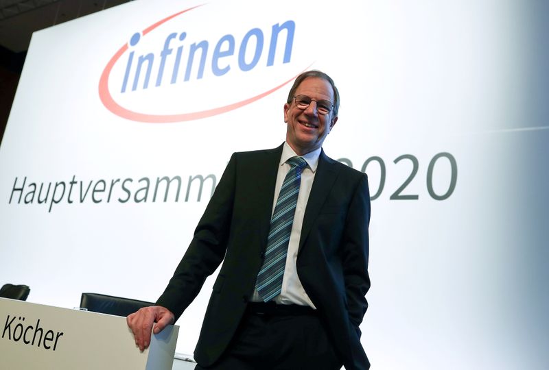 &copy; Reuters. FILE PHOTO: Ploss, CEO of German semiconductor manufacturer Infineon poses before the company&apos;s annual shareholder meeting in Munich