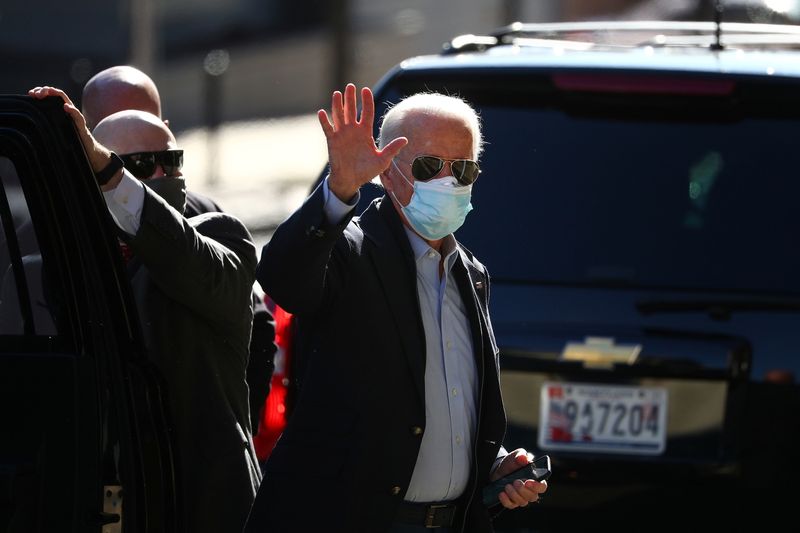 &copy; Reuters. President-elect Biden enters The Queen ahead of a virtual meeting with frontline healthcare workers in Wilmington