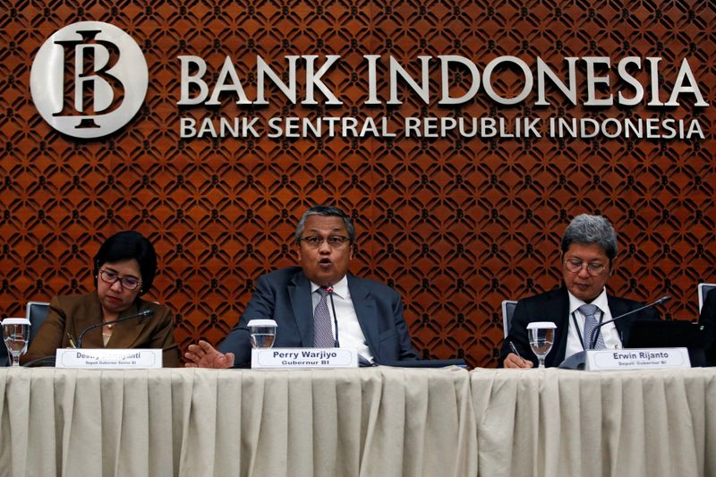&copy; Reuters. Indonesia&apos;s Central Bank Governor Perry Warjiyo speaks during a media briefing at the bank&apos;s headquarters in Jakarta
