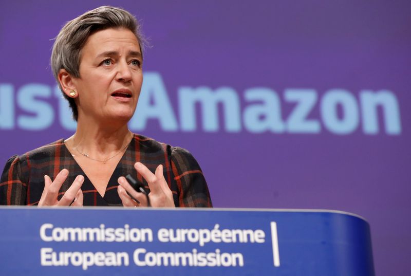 &copy; Reuters. FILE PHOTO: European Commission Vice-President Vestager gives a news conference on a competition case