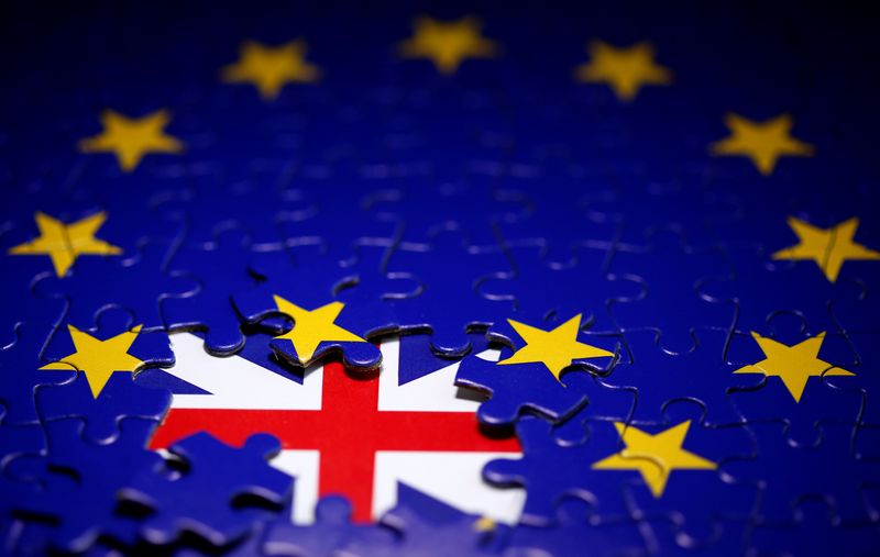 © Reuters. Puzzle with printed EU and UK flags