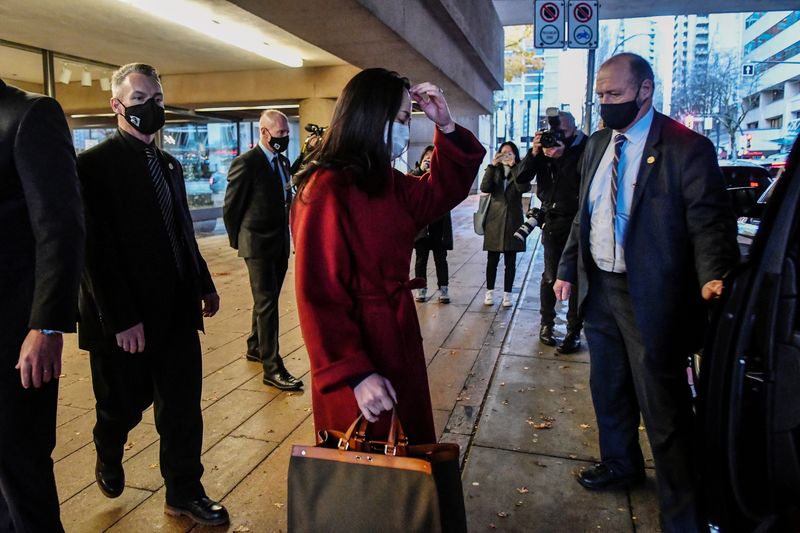 &copy; Reuters. Huawei Technologies Chief Financial Officer Meng Wanzhou leaves court in Vancouver