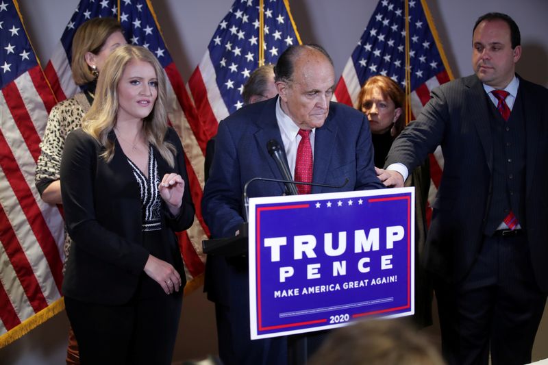 &copy; Reuters. FILE PHOTO: Trump campaign representatives hold news conference on 2020 U.S. presidential election results in Washington