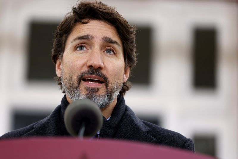 &copy; Reuters. カナダのコロナ新規感染、年末に4倍増も　首相「外出控えて」