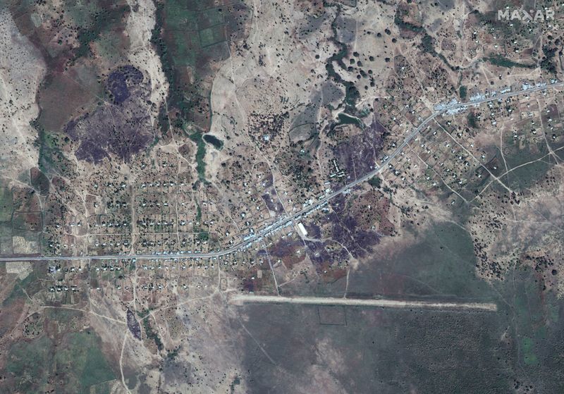 &copy; Reuters. An overview of Dansha airport and destroyed buildings in Dansha, Ethiopia