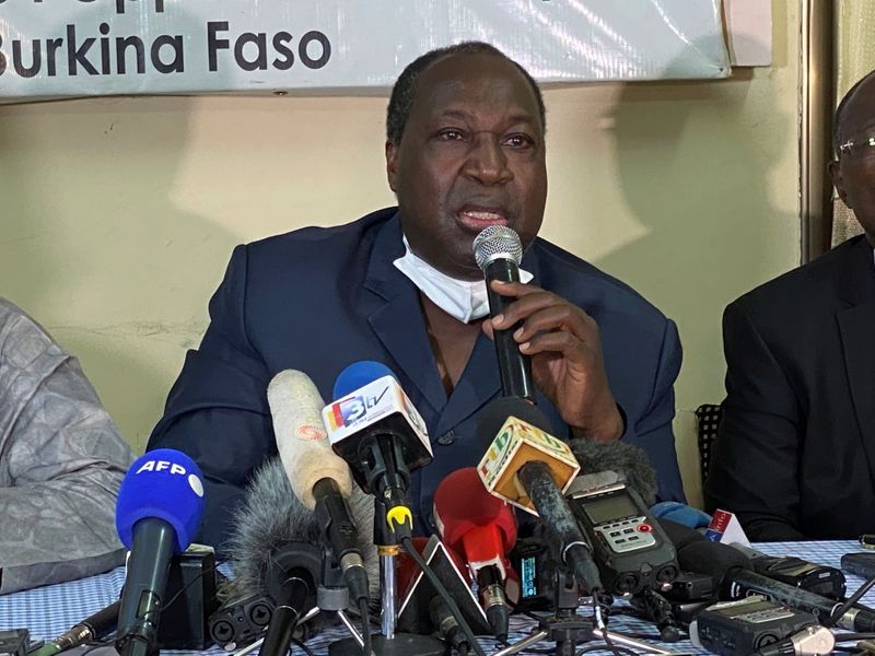 &copy; Reuters. Opposition leader and presidential candidate Zephirin Diabre  holds a news conference ahead of the presidential and legislative elections, in Ouagadougou,