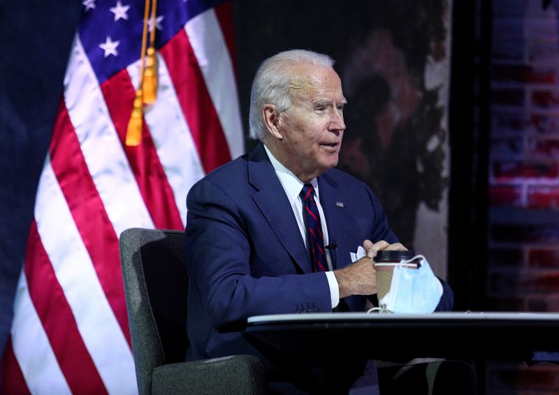 © Reuters. FILE PHOTO: U.S. President-elect Joe Biden attends briefing on national security in Wilmington, Delaware