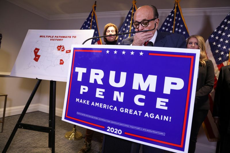 &copy; Reuters. Trump campaign representatives hold news conference on 2020 U.S. presidential election results in Washington