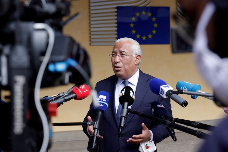 &copy; Reuters. FILE PHOTO: Portugal&apos;s Prime Minister Antonio Costa speaks to media outside European Commission building after a meeting with European Commission President Ursula von der Leyen, in Brussels