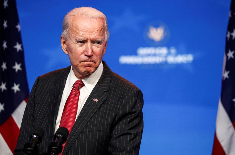 &copy; Reuters. FILE PHOTO: U.S. President-elect Joe Biden speaks after meeting with governors in Wilmington, Delaware