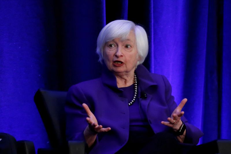 © Reuters. FILE PHOTO: Former Federal Reserve Chairman Janet Yellen speaks during a panel discussion in Atlanta