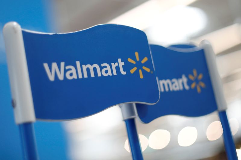 &copy; Reuters. Walmart signs are displayed inside a Walmart store in Mexico City