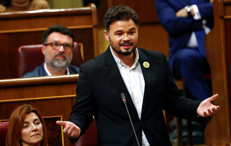 &copy; Reuters. FOTO DE ARCHIVO: El portavoz parlamentario de Esquerra Republicana en el Congreso de los Diputados, Gabriel Rufián, en Madrid