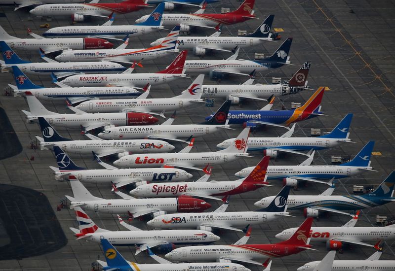 &copy; Reuters. FOTO DE ARCHIVO: Aviones del modelo Boeing 737 MAX en el aeropuerto internacional del condado de Grant en Moses Lake