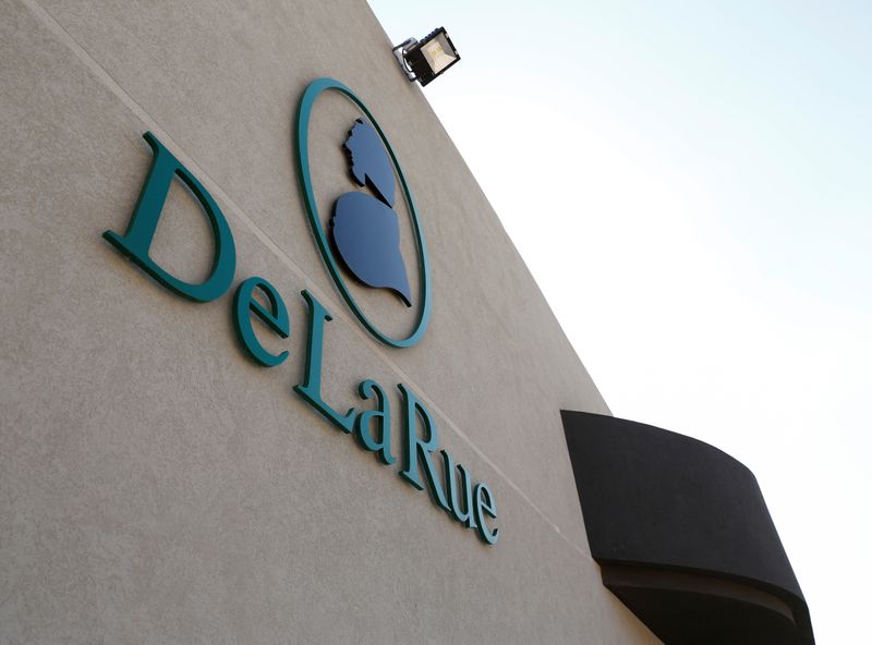 &copy; Reuters. The corporate logo of De La Rue is seen at De La Rue Malta at Bulebel Industrial Estate in Zejtun