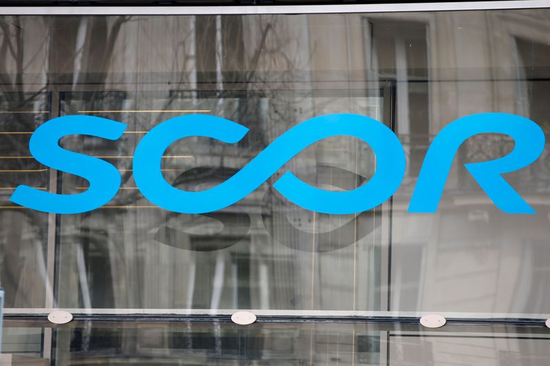 &copy; Reuters. FILE PHOTO: The logo of reinsurance company Scor is seen at its the Paris headquarters