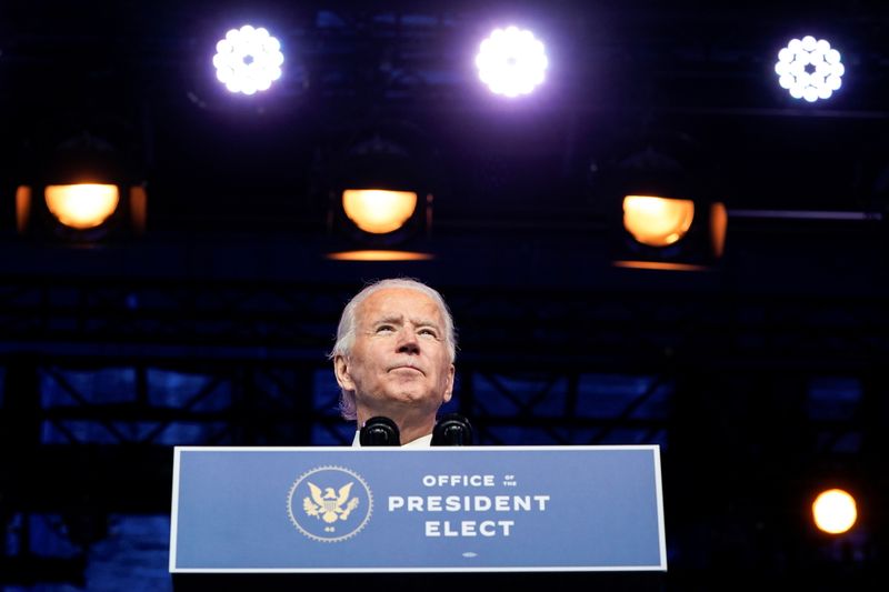 &copy; Reuters. U.S. President-elect Joe Biden announces announces national security team at his transition headquarters in Wilmington, Delaware