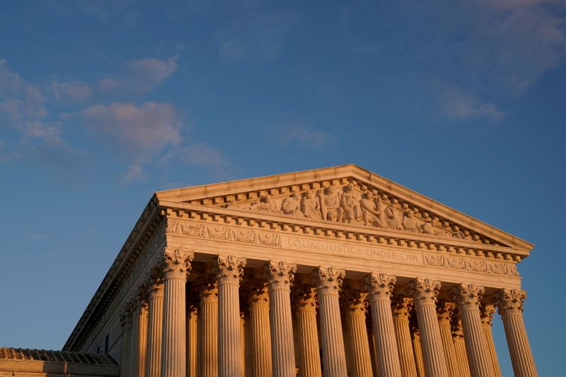 &copy; Reuters. A general view of the U.S. Supreme Court building at sunset in Washington