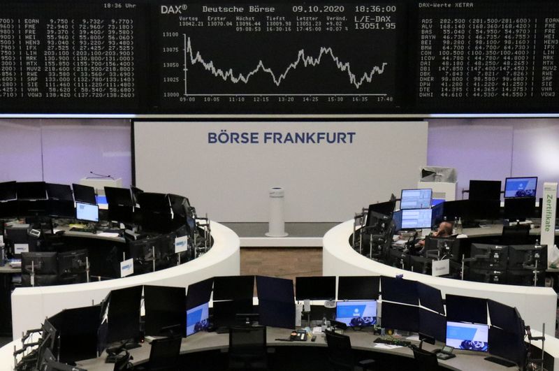 &copy; Reuters. Panoramica della Borsa di Francoforte, 9 ottobre 2020