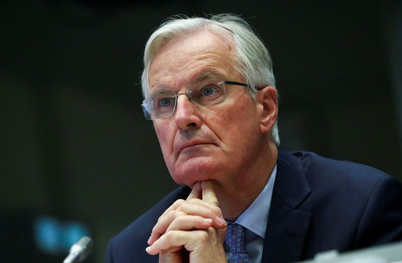 &copy; Reuters. FILE PHOTO: The European Union&apos;s Brexit negotiator Barnier addresses the European Economic and Social Committee, in Brussels