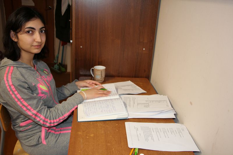 &copy; Reuters. Lebanese medicine student Lara Mustafa is pictured at her dorm in this handout in Tver, Russia