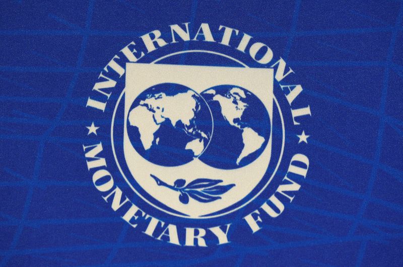 &copy; Reuters. FILE PHOTO: The logo of the International Monetary Fund (IMF), is seen during a news conference in Santiago