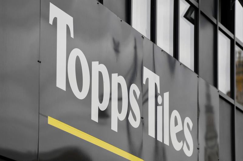 © Reuters. Signage is seen outside a branch of Topps Tiles, London, Britain