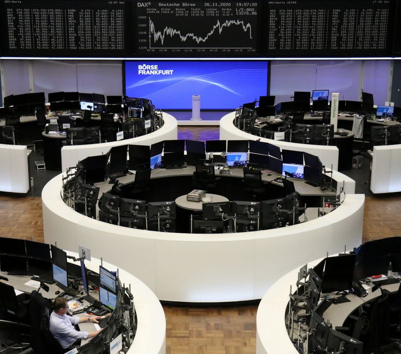 © Reuters. The German share price index DAX graph at the stock exchange in Frankfurt