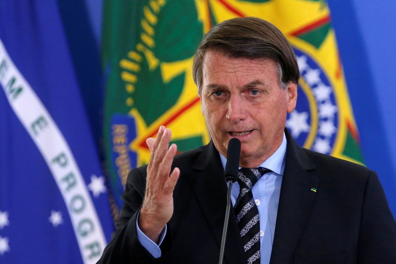 &copy; Reuters. Brazil&apos;s President Jair Bolsonaro attends a ceremony at the Planalto Palace in Brasilia