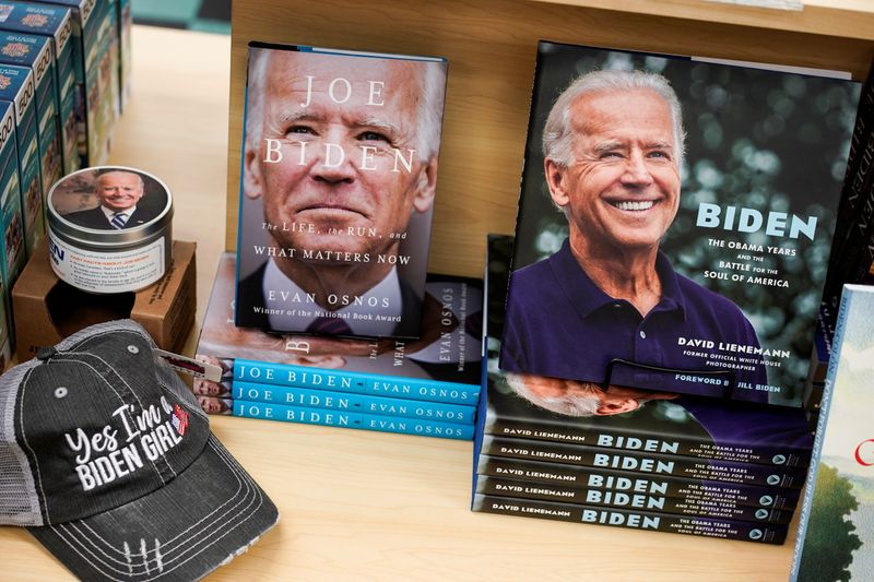 &copy; Reuters. Merchandise with the image of President-elect Joe Biden is shown for sale in Rehoboth Beach, Delaware