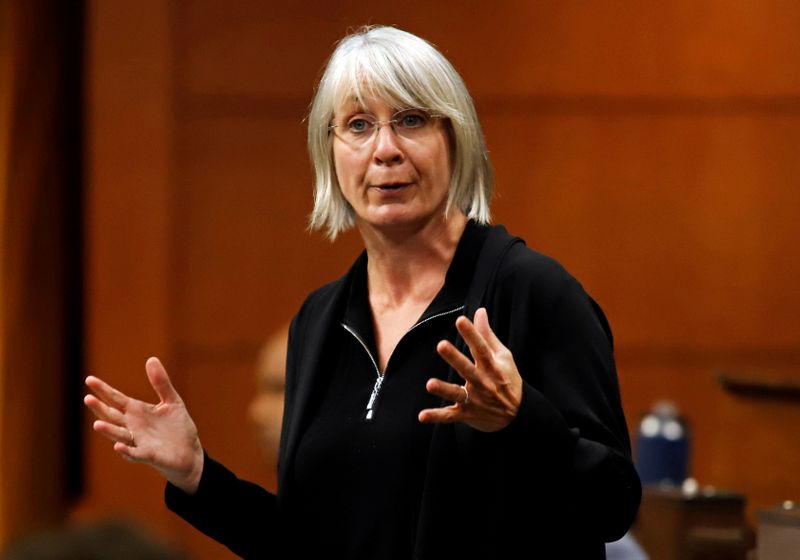 &copy; Reuters. FILE PHOTO: Canada&apos;s Minister of Health Patty Hajdu speaks in parliament during Question Period in Ottawa