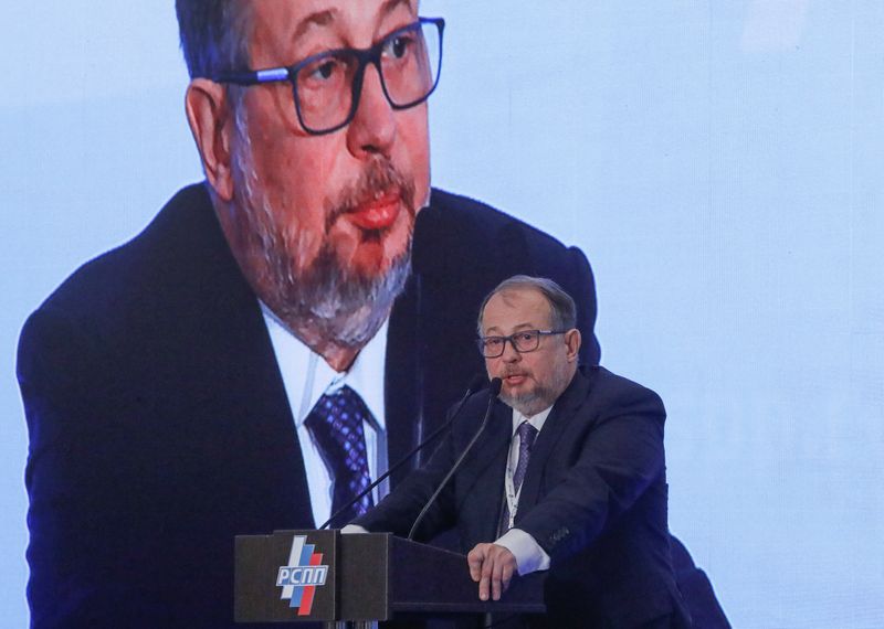 &copy; Reuters. Chairman of the Board of Directors of NLMK company Vladimir Lisin attends a session during the Week of Russian Business in Moscow