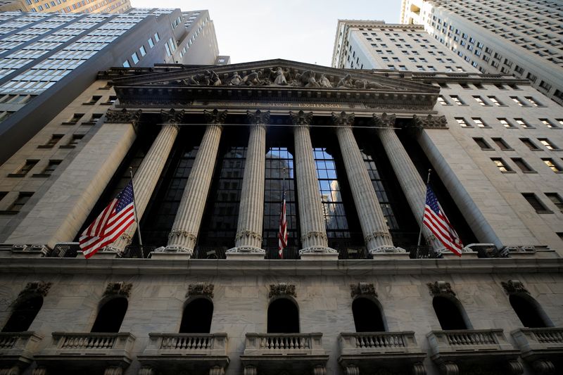 &copy; Reuters. FILE PHOTO: The front facade of the NYSE is ssen in New York