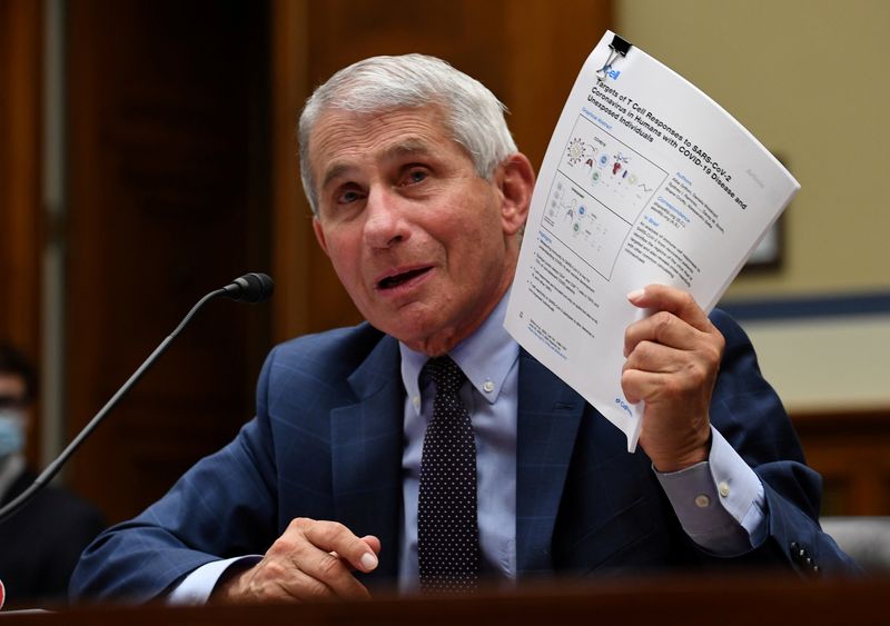 © Reuters. FILE PHOTO: Fauci testifies before coronavirus panel