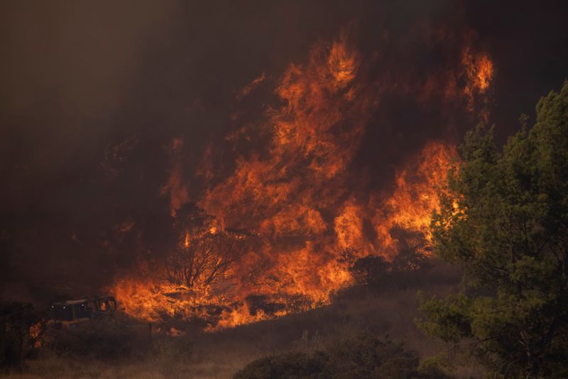 &copy; Reuters. 米加州南部で山火事拡大、住民避難　消防士2人負傷