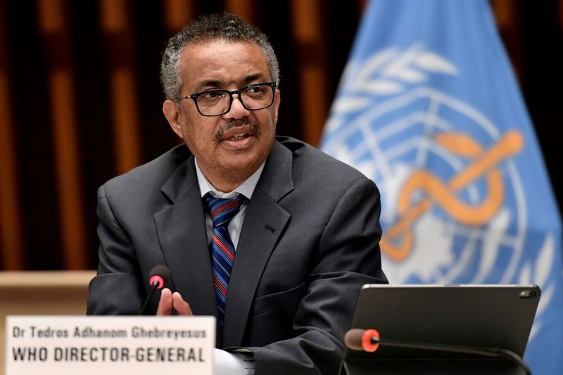 © Reuters. FILE PHOTO: World Health Organization Director-General Tedros Adhanom Ghebreyesus attends a news conference in Geneva