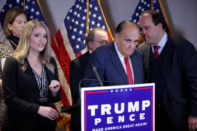 &copy; Reuters. FILE PHOTO: Trump campaign representatives hold news conference on 2020 U.S. presidential election results in Washington