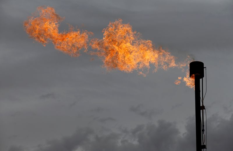 &copy; Reuters. A flare burns off excess gas from a gas plant in the Permian Basin in Loving County