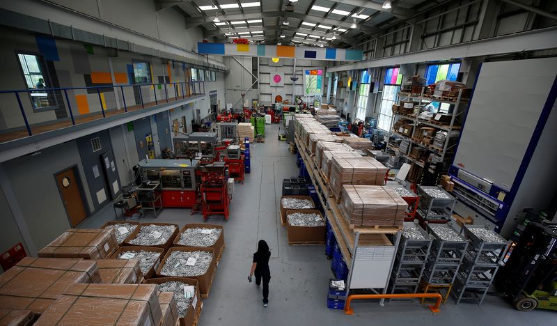 &copy; Reuters. FILE PHOTO: Orders ready for export to the USA are seen at Gripple in Sheffield